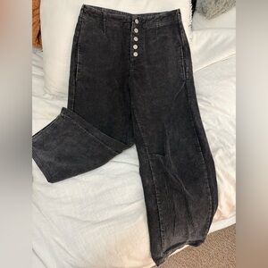 entro Black Corduroy High-Rise Barrel Jeans
